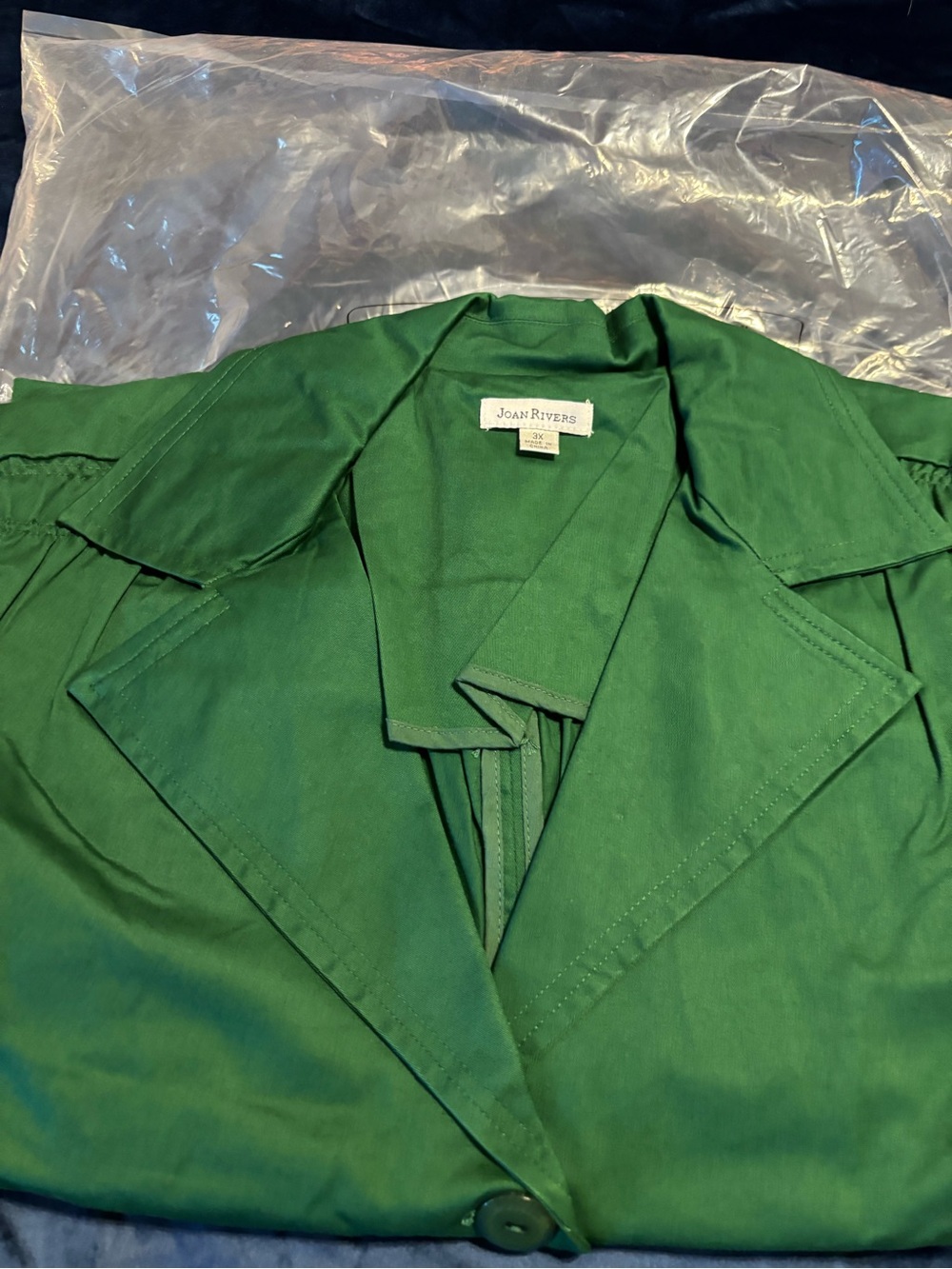 Joan Rivers Classics Collection Jacket 3X Green NWT Ruched 3/4 Sleeve QVC A93024